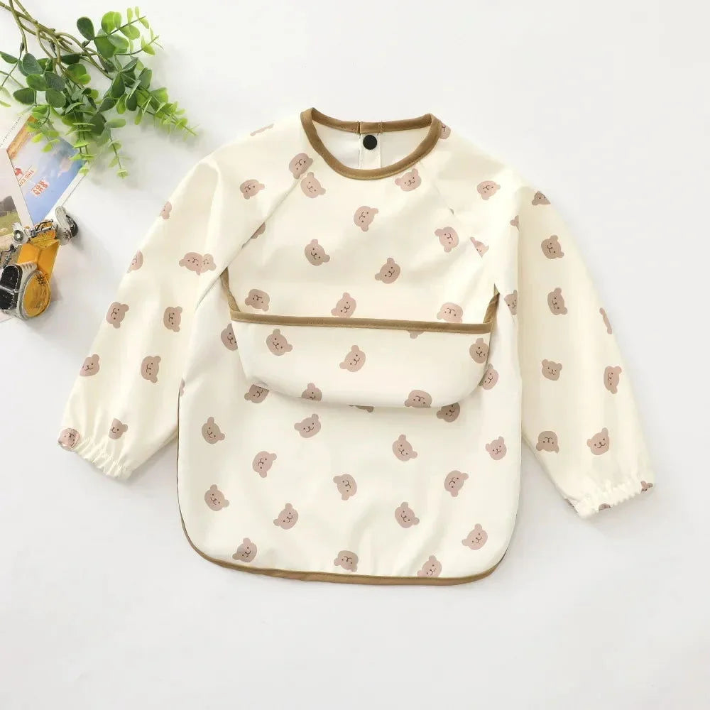 Avental Babador Infantil Unissex Impermeável Lenogue Urso Branco / Pequeno 6-12m