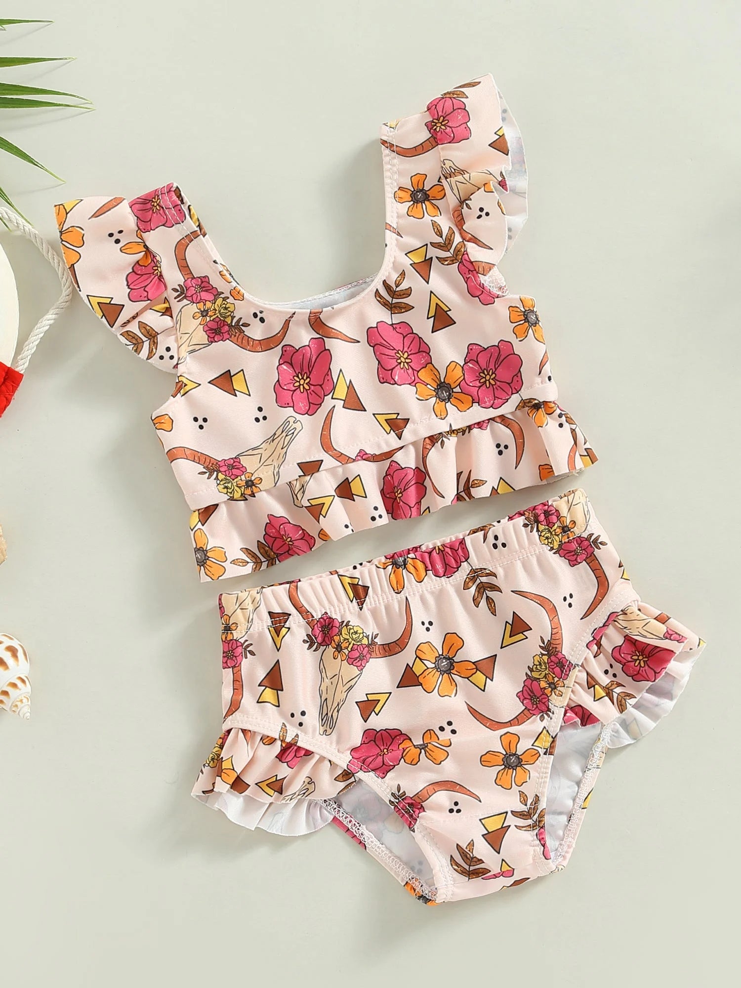 Biquini Infantil Feminino Estampa Flores Lenogue / 6-12 Meses
