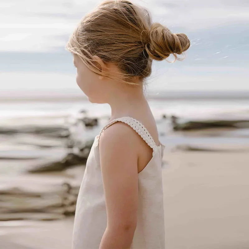 Blusa Infantil Cropped Algodão e Linho Branca Lenogue