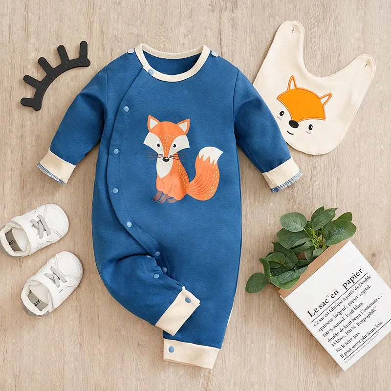 Body Infantil Algodão Confortável Estampa Raposa Lenogue Azul / 0-3 Meses