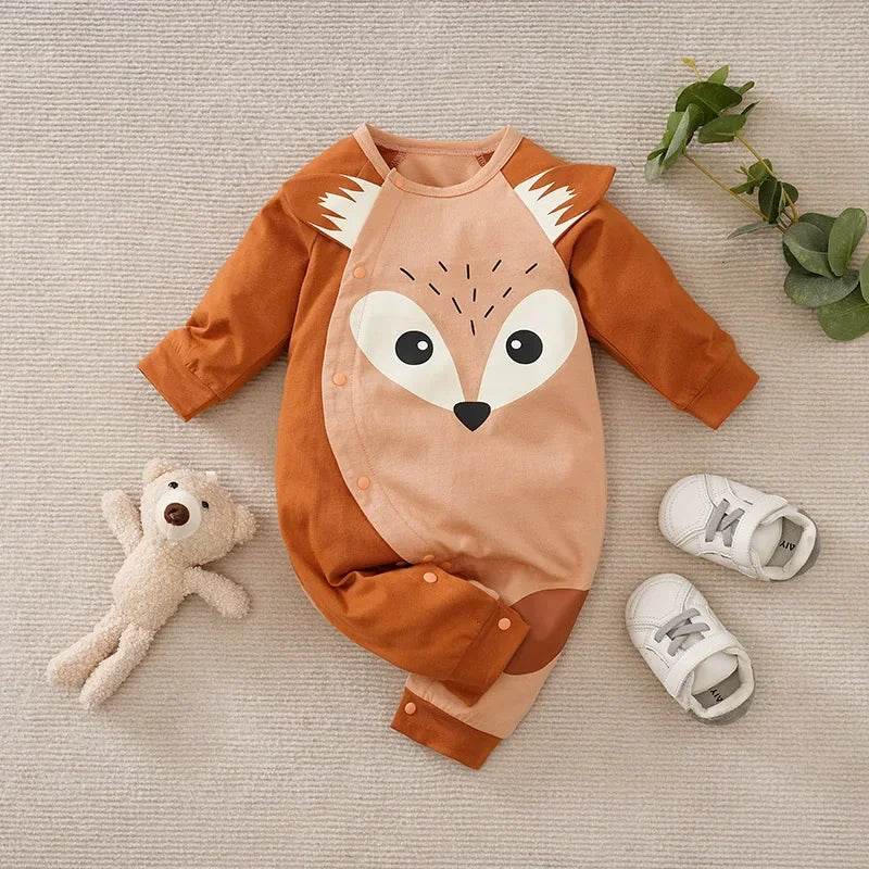 Body Infantil Algodão Estampa Raposa 3d para Frio Lenogue Marrom / 0-3 Meses