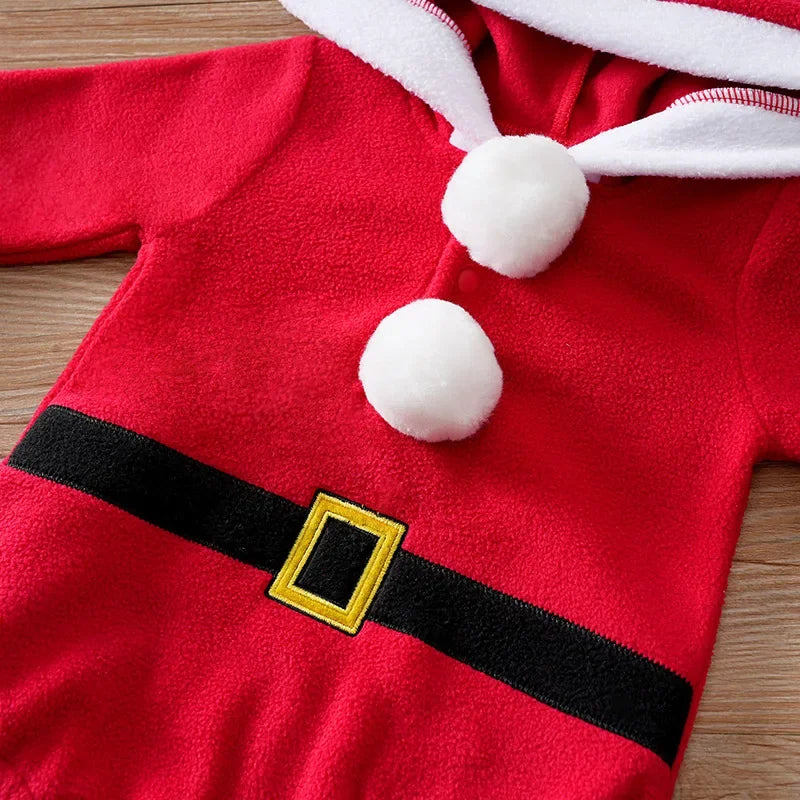 Body Infantil de Poliéster Manga Longa Papai Noel com Meias Lenogue