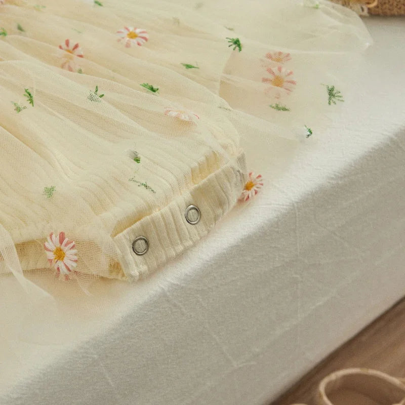 Body Infantil Estampa Margarida Amarelo Lenogue