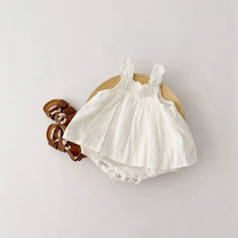 Body Infantil Madalena Branco e Bege Lenogue / 0-3 Meses