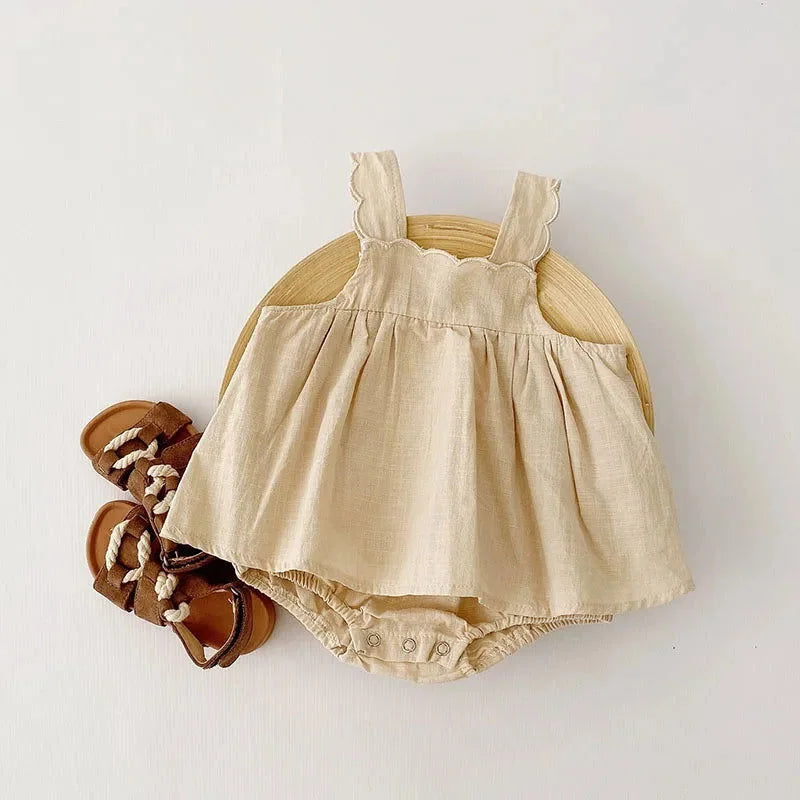 Body Infantil Madalena Branco e Bege Lenogue / 0-3 Meses