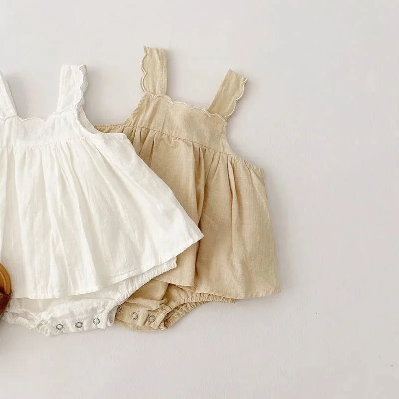 Body Infantil Madalena Branco e Bege Lenogue