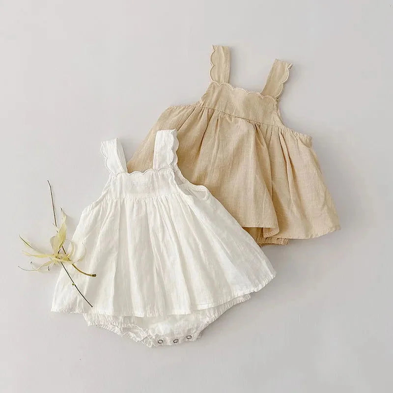 Body Infantil Madalena Branco e Bege Lenogue