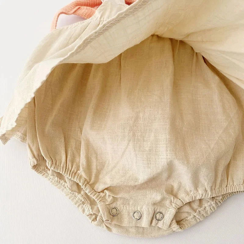 Body Infantil Madalena Branco e Bege Lenogue