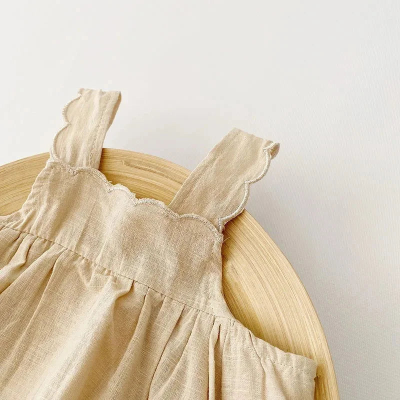 Body Infantil Madalena Branco e Bege Lenogue