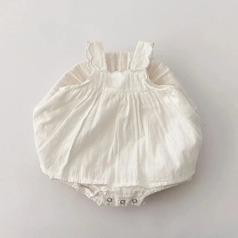 Body Infantil Madalena Branco e Bege Lenogue