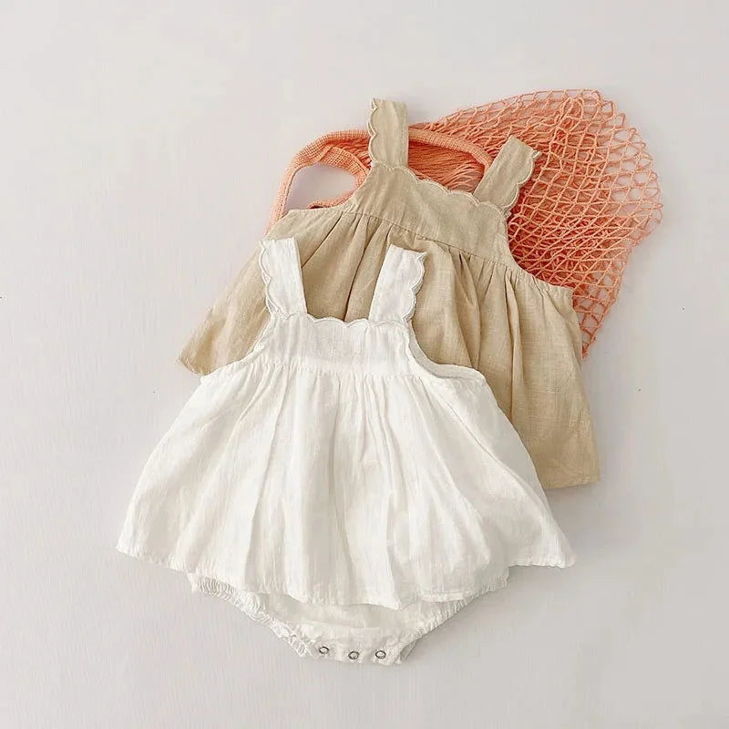 Body Infantil Madalena Branco e Bege Lenogue