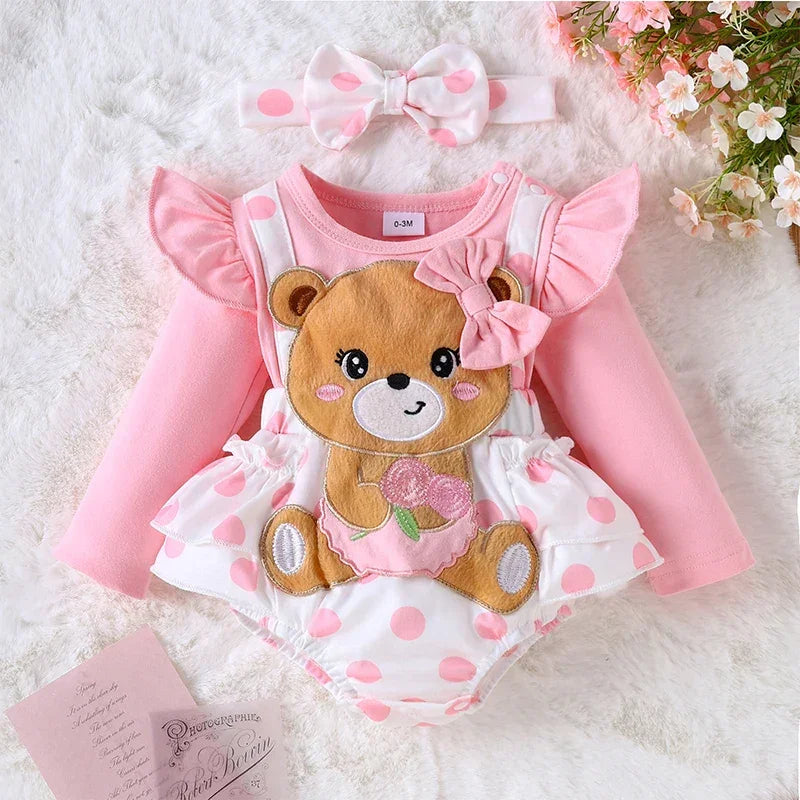 Body Infantil Manga Longa Estampa Ursinho Lenogue Rosa / 0-3 Meses