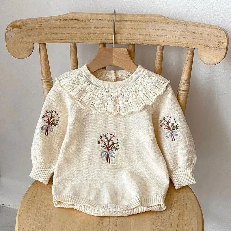 Body Infantil Tricotado Aurora Bege Lenogue / 3-6 Meses