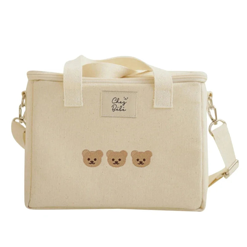 Bolsa Infantil Fraldas Térmica Bordado Urso Lenogue Branco