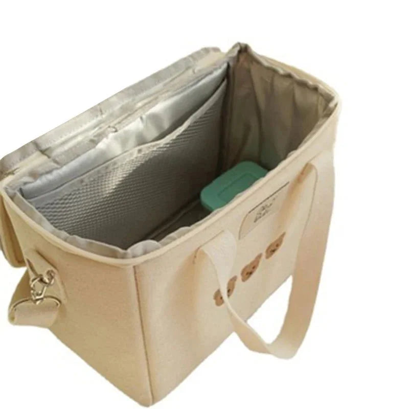 Bolsa Infantil Fraldas Térmica Bordado Urso Lenogue Branco