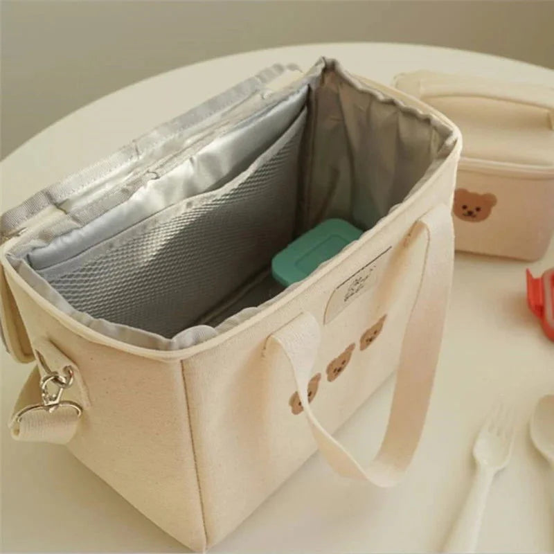 Bolsa Infantil Fraldas Térmica Bordado Urso Lenogue Branco