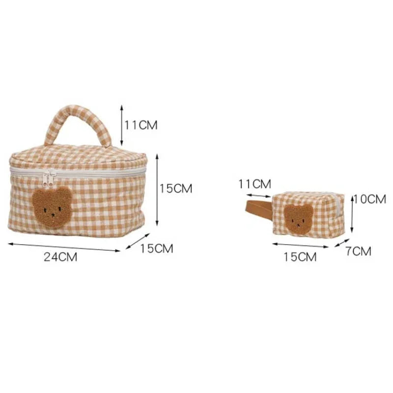 Bolsa Infantil para Fraldas Bordado Urso Bege Lenogue