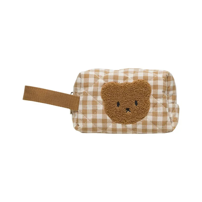Bolsa Infantil para Fraldas Bordado Urso Bege Lenogue