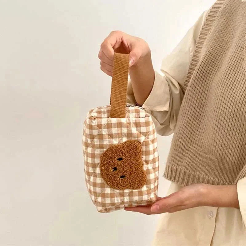Bolsa Infantil para Fraldas Bordado Urso Bege Lenogue Tamanho p