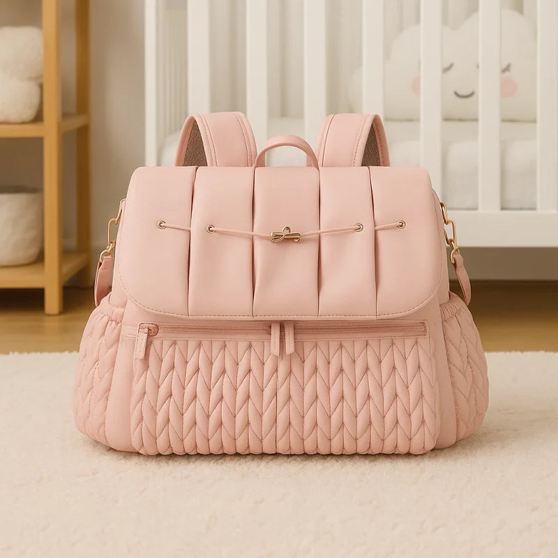 Bolsa Maternidade Infantil Matelassê Bordada Impermeável Lenogue Rosa