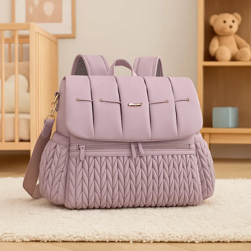 Bolsa Maternidade Infantil Matelassê Bordada Impermeável Lenogue Roxo