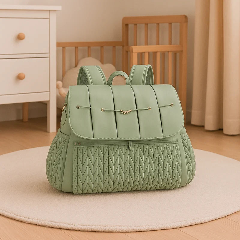 Bolsa Maternidade Infantil Matelassê Bordada Impermeável Lenogue Verde