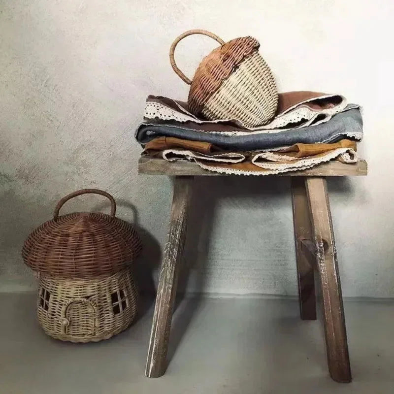 Bolsinha Infantil Vime Cogumelo Bege Lenogue