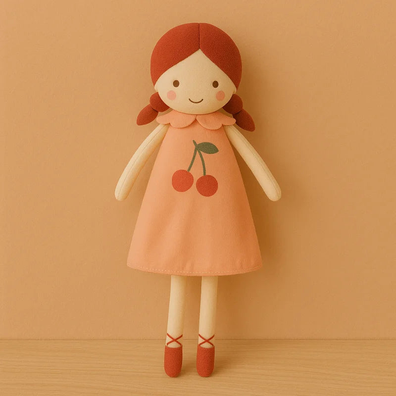 Boneca Infantil de Pano Marjorie Rosa Lenogue Cerejnha