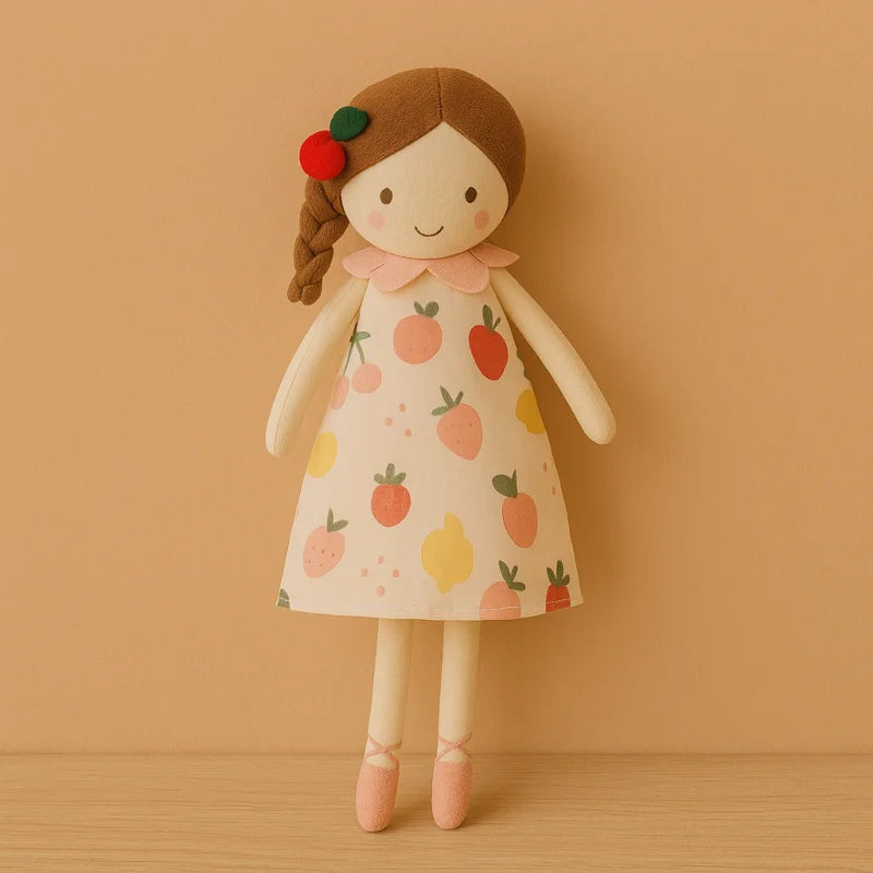 Boneca Infantil de Pano Marjorie Rosa Lenogue Trancinhas