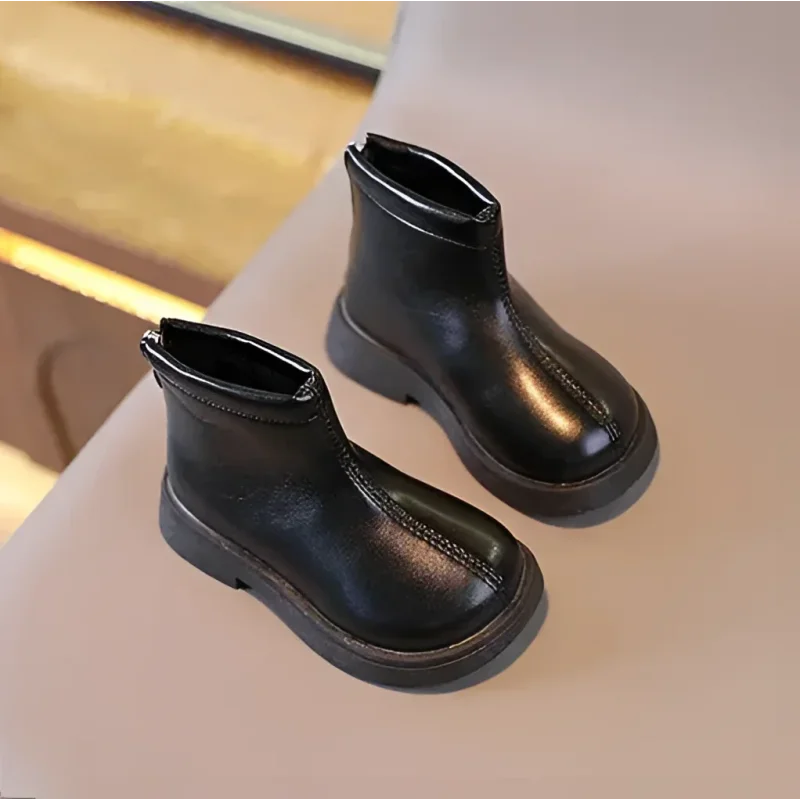 Bota Infantil de Couro Cano Curto Forrada Inverno Lenogue