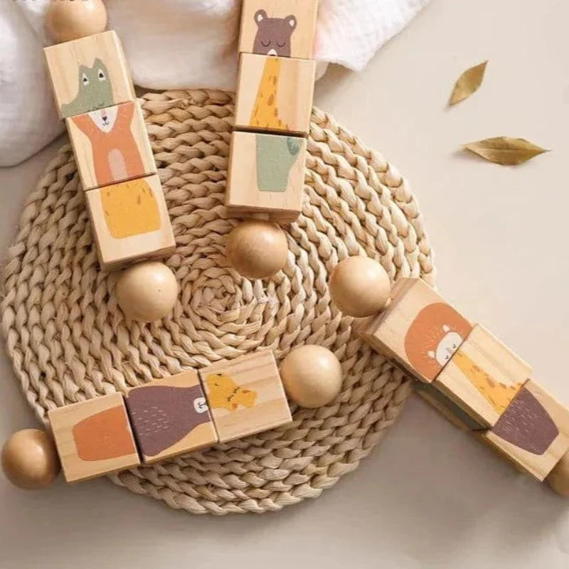 Brinquedo Infantil Madeira Jogo Colorido Lenogue Blocos Giratórios