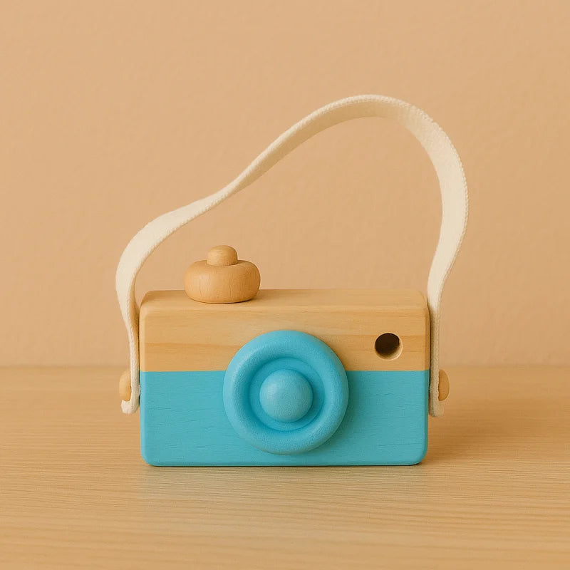 Brinquedo Infantil Madeira Montessori Câmera Lenogue Azul