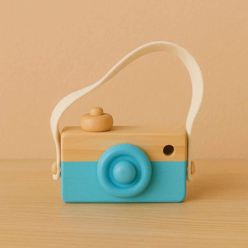 Brinquedo Infantil Madeira Montessori Câmera Lenogue Azul