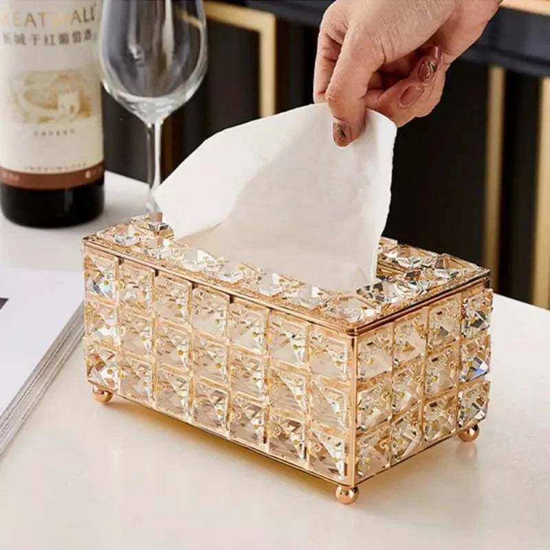 Caixa Porta Lenço de Papel Dourada Lenogue