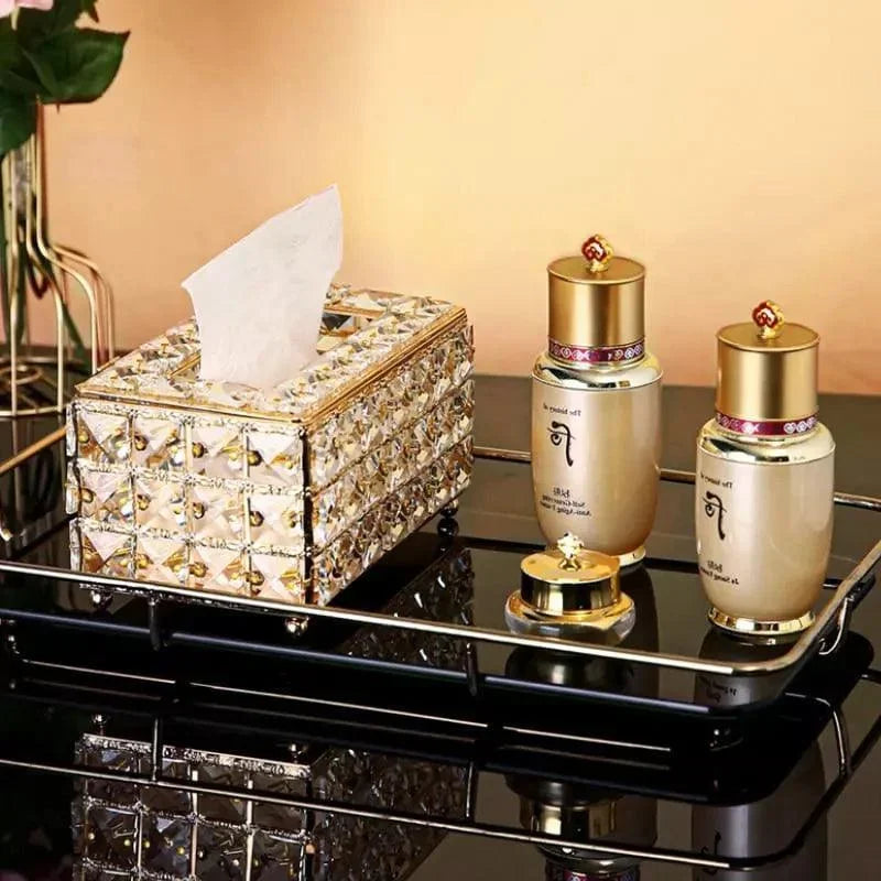 Caixa Porta Lenço de Papel Dourada Lenogue