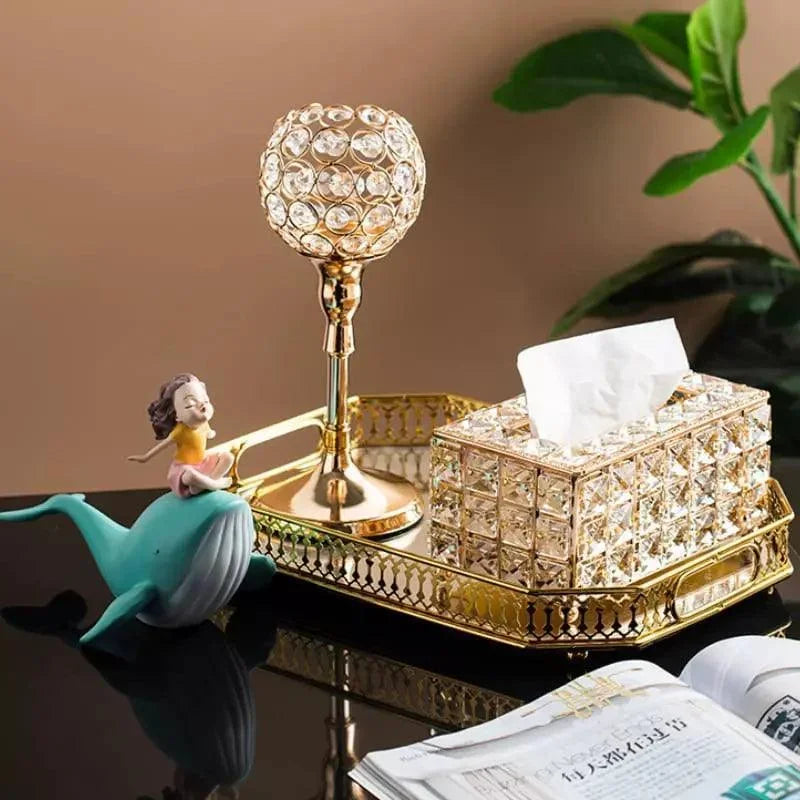 Caixa Porta Lenço de Papel Dourada Lenogue