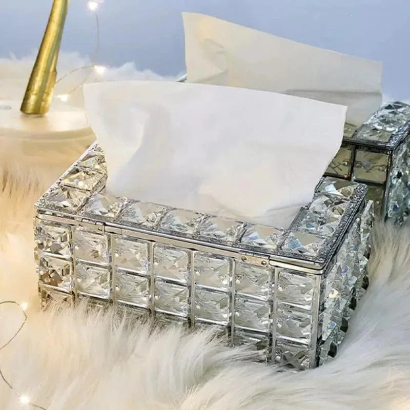 Caixa Porta Lenço de Papel Dourada Lenogue Prata