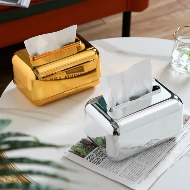 Caixa Porta Lenço e Papel Cromada Lenogue