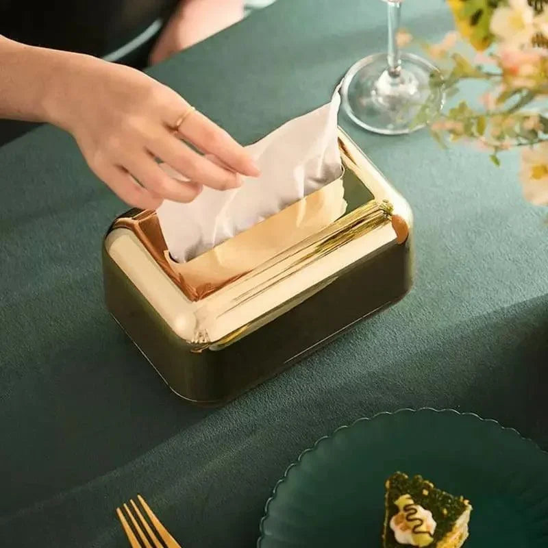 Caixa Porta Lenço e Papel Cromada Lenogue