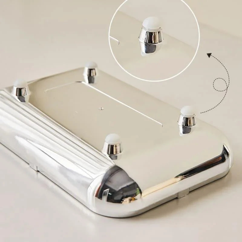 Caixa Porta Lenço e Papel Cromada Lenogue