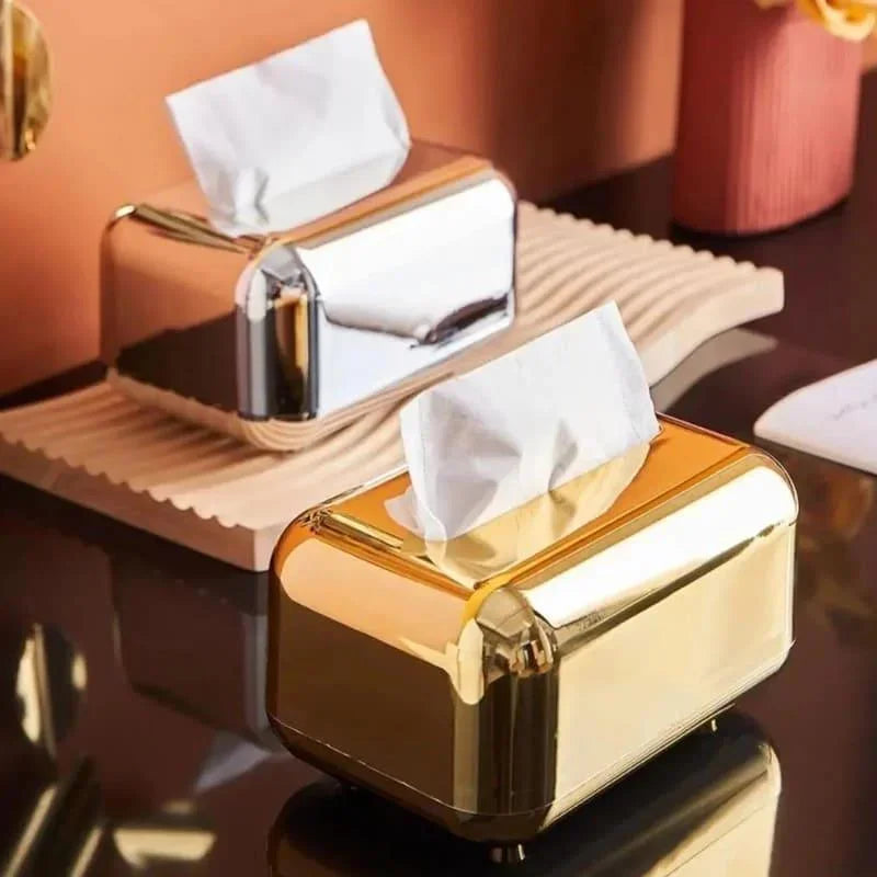 Caixa Porta Lenço e Papel Cromada Lenogue