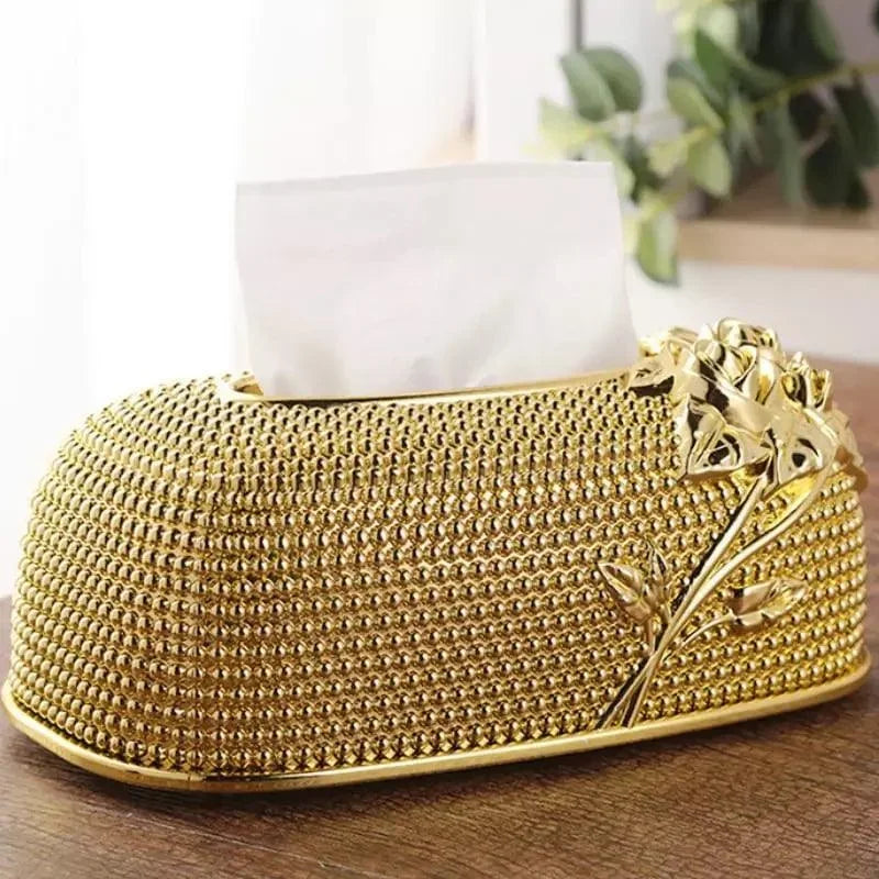 Caixa Porta Lenço e Papel Premium Lenogue Dourado