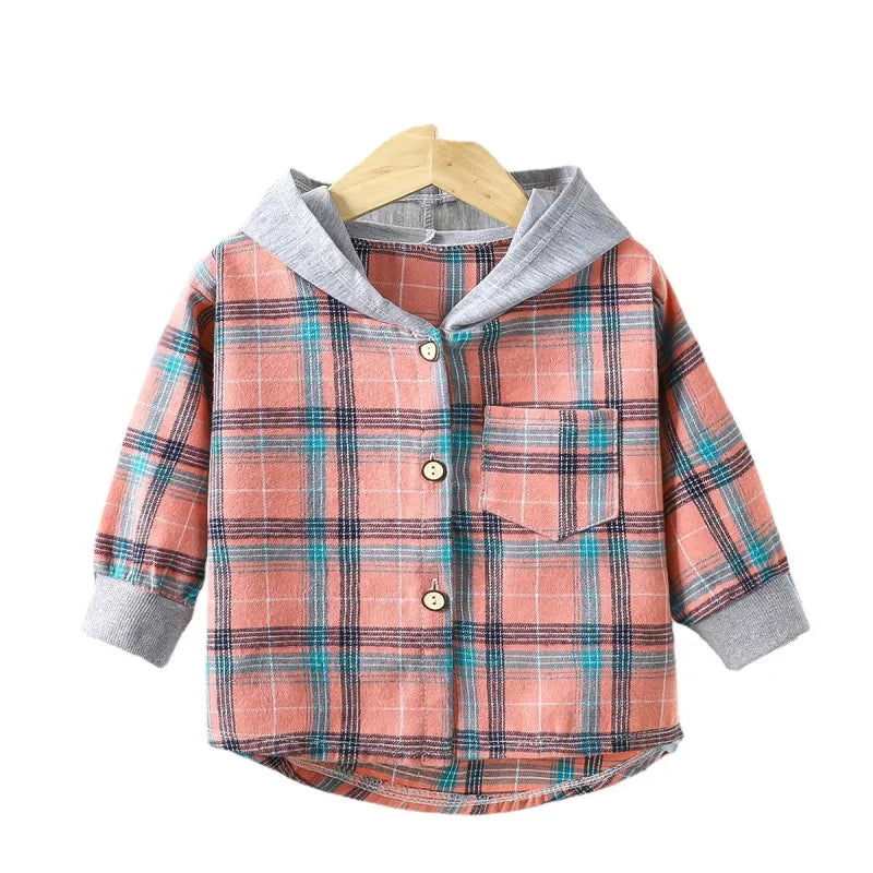 Camisa Infantil Masculina com Capuz Xadrez Lenogue Rosa / 18-24 Meses
