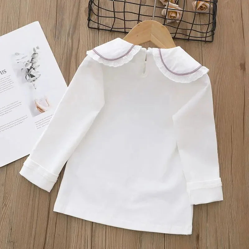 Camiseta Infantil Algodão Bordado Greta Branca Lenogue