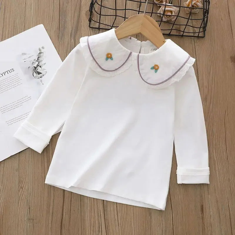 Camiseta Infantil Algodão Bordado Greta Branca Lenogue