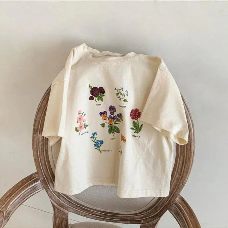 Camiseta Infantil Coelhinho e Flores Lenogue / 6-12 Meses
