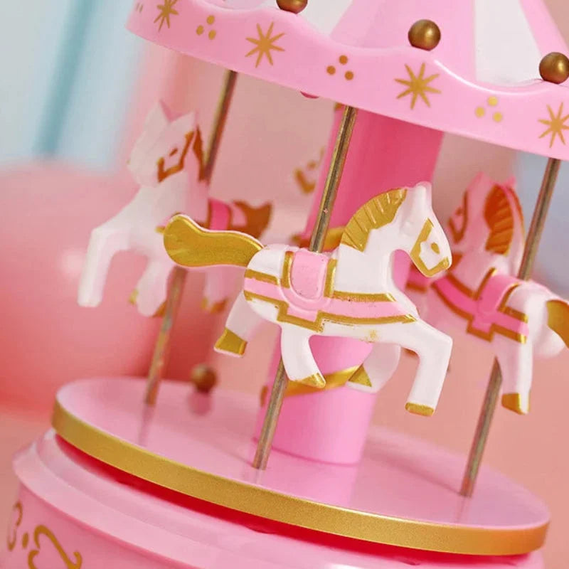 Carrossel Musical Infantil 4 Cavalos Resina Premium Lenogue
