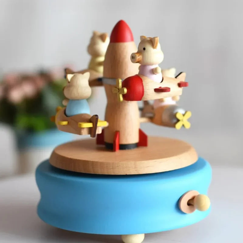 Carrossel Musical Infantil Avião Rotativo Azul Lenogue