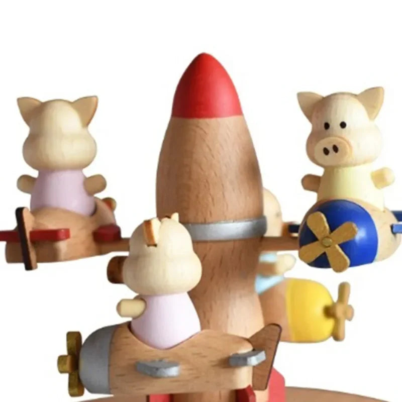 Carrossel Musical Infantil Avião Rotativo Azul Lenogue