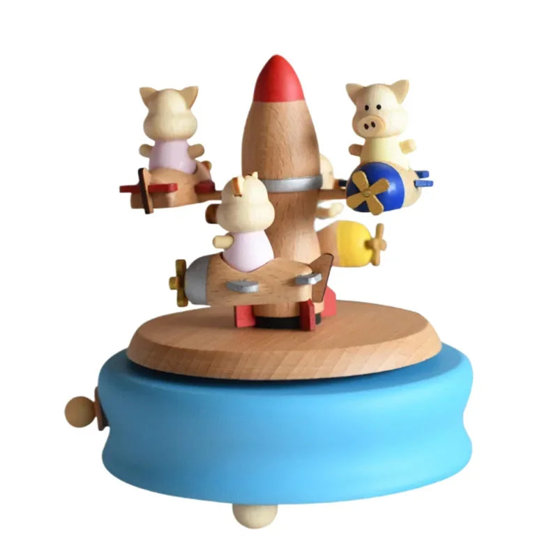 Carrossel Musical Infantil Avião Rotativo Azul Lenogue